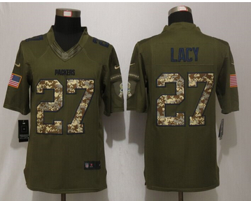 Nike Green Bay Packers #27 Eddie Lacy Green Salute To Service Limited Jersey