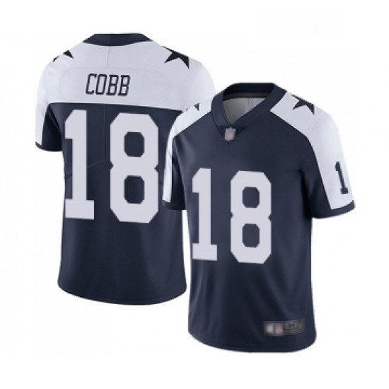 Mens Dallas Cowboys 18 Randall Cobb Navy Blue Throwback Alternate Vapor Untouchable Limited Player F