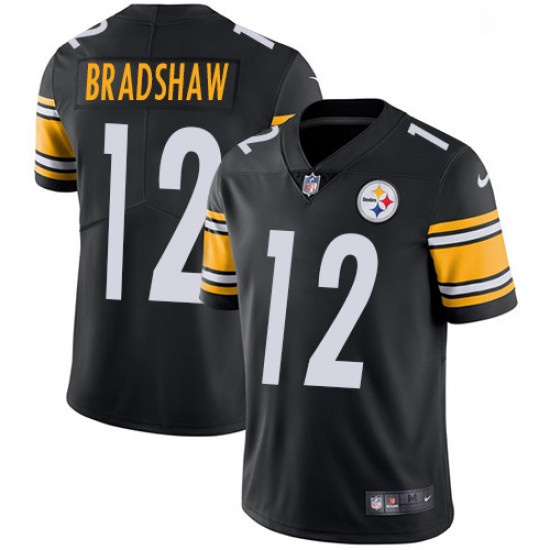 Youth Nike Pittsburgh Steelers 12 Terry Bradshaw Black Team Color Vapor Untouchable Limited Player N