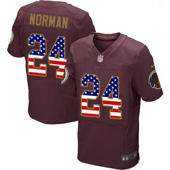 Mens Nike Washington Redskins 24 Josh Norman Elite Burgundy Red Alternate USA Flag Fashion NFL Jerse