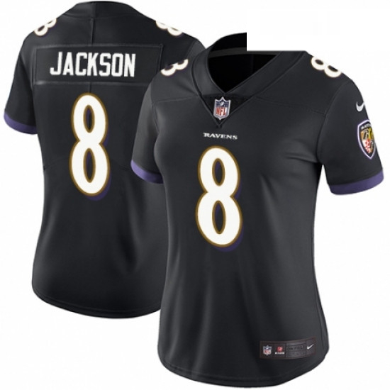 Womens Nike Baltimore Ravens 8 Lamar Jackson Black Alternate Vapor Untouchable Limited Player NFL Je