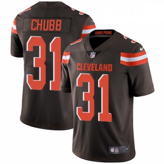 Mens Nike Cleveland Browns 31 Nick Chubb Brown Team Color Vapor Untouchable Limited Player NFL Jerse