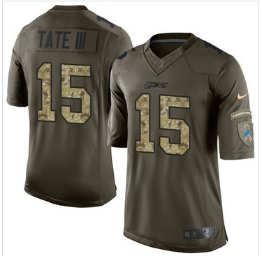 Nike Detroit Lions #15 Golden Tate III Green Men 27s Stitched NFL Limited Salute To Service Jersey