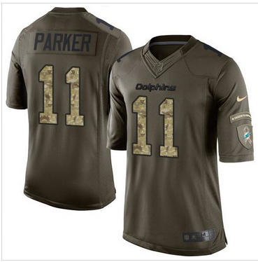 Nike Miami Dolphins #11 DeVante Parker Green Men 27s Stitched NFL Limited Salute to Service Jersey