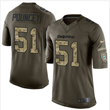 Nike Miami Dolphins #51 Mike Pouncey Green Men 27s Stitched NFL Limited Salute to Service Jersey