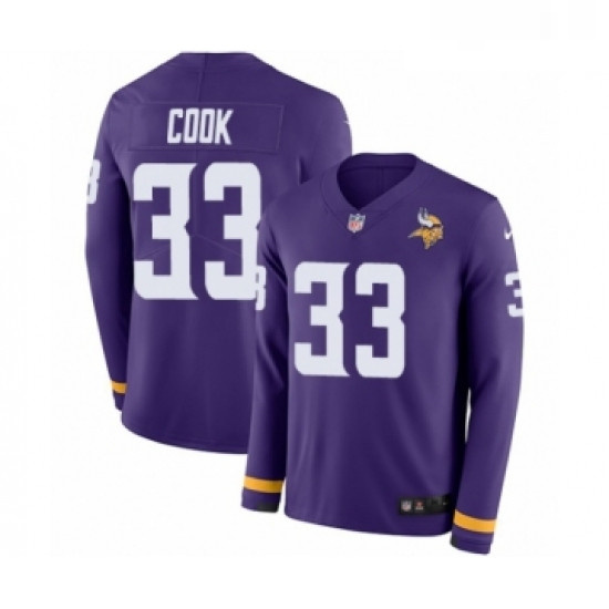 Youth Nike Minnesota Vikings 33 Dalvin Cook Limited Purple Therma Long Sleeve NFL Jersey