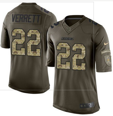 Nike San Diego Chargers #22 Jason Verrett Green Men 27s Stitched NFL Limited Salute to Service Jerse