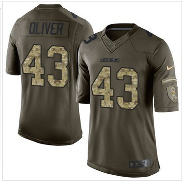 Nike San Diego Chargers #43 Branden Oliver Green Men 27s Stitched NFL Limited Salute to Service Jers