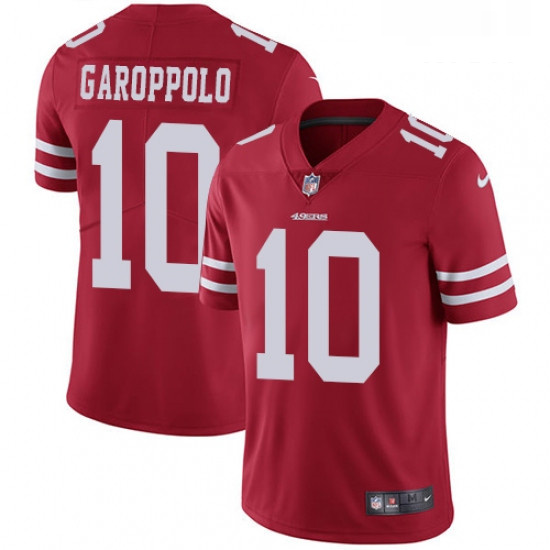 Mens Nike San Francisco 49ers 10 Jimmy Garoppolo Red Team Color Vapor Untouchable Limited Player NFL