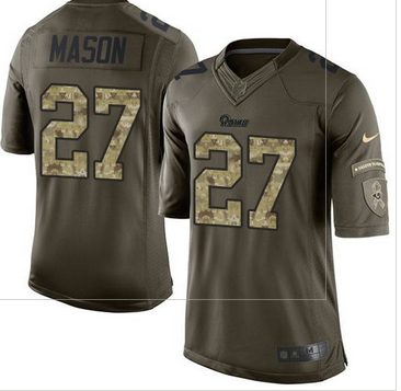 Nike St  Louis Rams #27 Tre Mason Green Men 27s Stitched NFL Limited Salute to Service Jersey