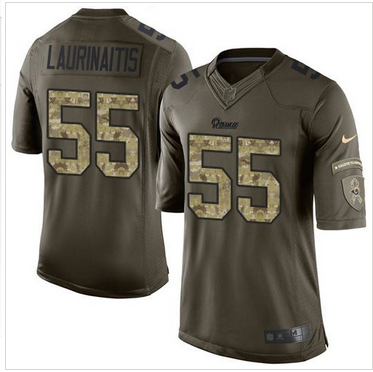 Nike St  Louis Rams #55 James Laurinaitis Green Men 27s Stitched NFL Limited Salute to Service Jerse