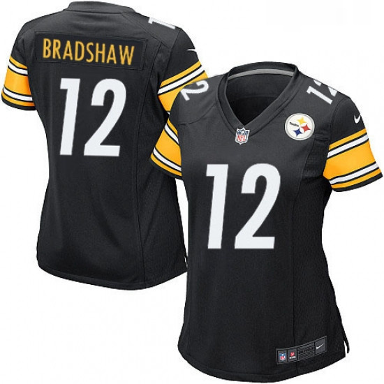 Womens Nike Pittsburgh Steelers 12 Terry Bradshaw Game Black Team Color NFL Jersey