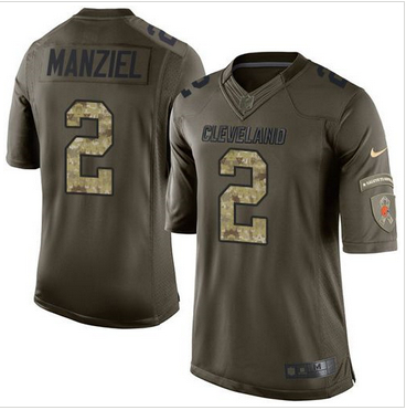 Nike Cleveland Browns #2 Johnny Manziel Green Men 27s Stitched NFL Limited Salute to Service Jersey