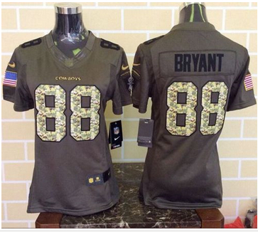 Women Nike Cowboys #88 Dez Bryant Green Stitched NFL Limited Salute to Service Jersey