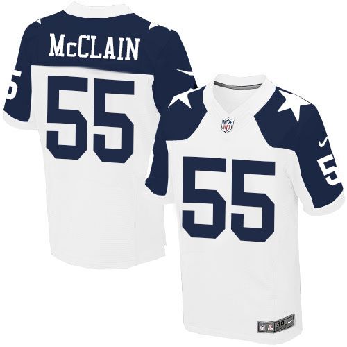 Nike Dallas Cowboys #55 Rolando McClain White Thanksgiving Throwback Men 27s Stitched NFL Elite Jers