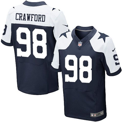 Nike Dallas Cowboys #98 Tyrone Crawford Navy Blue Thanksgiving T