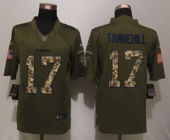 New Nike Miami Dolphins #17 Tannehill Green Salute To Service Limited Jersey