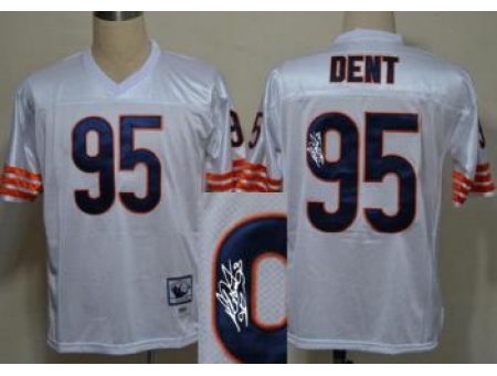 Chicago Bears 95 Richard Dent White Throwback M&N Signed NFL Jerseys