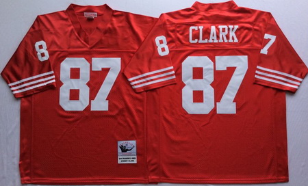 49ers 87 Dwight Clark Red Throwback Jersey