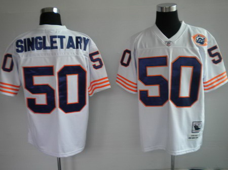 Chicago Bears 50 Singletary white throwback Jerseys