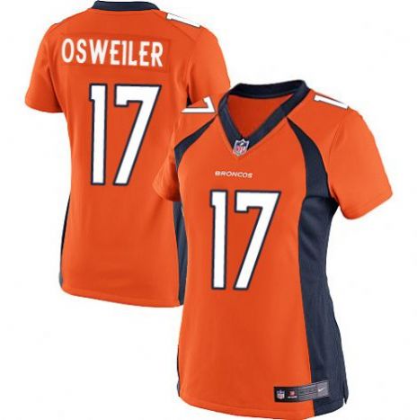 Women Denver Broncos #17 Brock osweiler Orange Stitched NFL Jersey