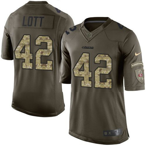 Nike 49ers #42 Ronnie Lott Green Youth Stitched NFL Limited Salute to Service Jersey