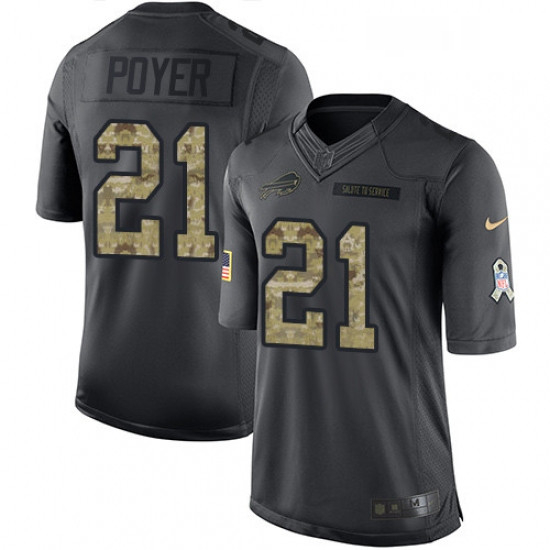 Youth Nike Buffalo Bills 21 Jordan Poyer Limited Black 2016 Salute to Service NFL Jersey