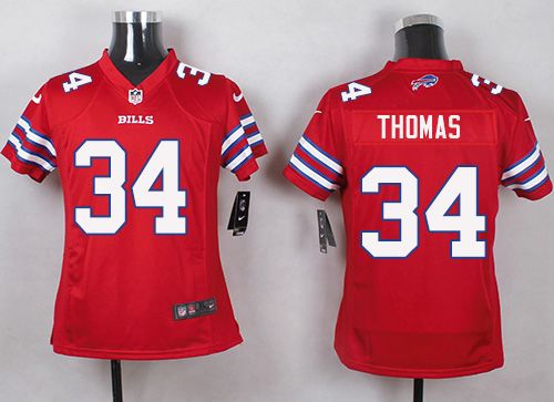 Nike Bills #34 Thurman Thomas Red Youth Stitched NFL Limited Rush Jersey