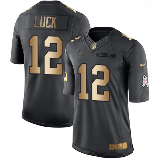 Youth Nike Indianapolis Colts 12 Andrew Luck Limited BlackGold S