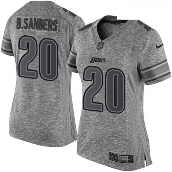 Womens Nike Detroit Lions 20 Barry Sanders Limited Gray Gridiron