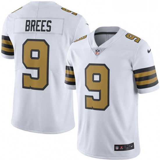 Mens Nike New Orleans Saints 9 Drew Brees Limited White Rush Vap