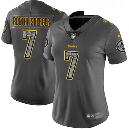 Womens Nike Pittsburgh Steelers 7 Ben Roethlisberger Gray Static Vapor Untouchable Limited NFL Jerse