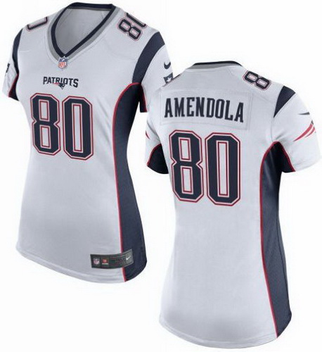 Nike Patriots #80 Danny Amendola White Womens Stitched NFL New Elite Jersey