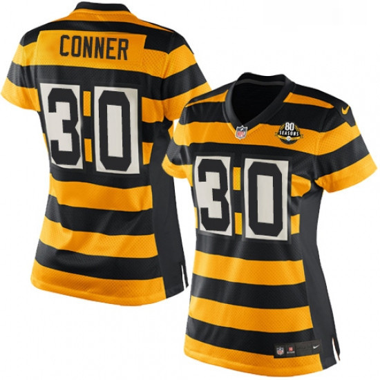 Womens Nike Pittsburgh Steelers 30 James Conner Game YellowBlack Alternate 80TH Anniversary Throwbac