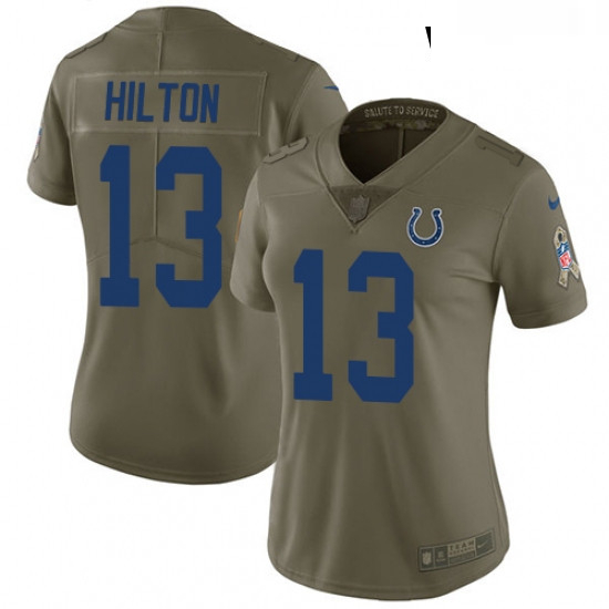 Womens Nike Indianapolis Colts 13 TY Hilton Limited Olive 2017 Salute to Service NFL Jersey