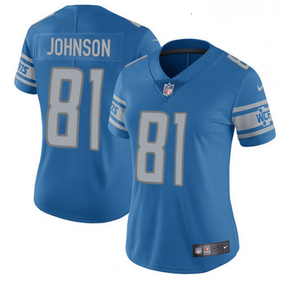 Womens Nike Detroit Lions 81 Calvin Johnson Limited Light Blue T