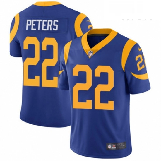 Men Nike Los Angeles Rams 22 Marcus Peters Royal Blue Alternate Vapor Untouchable Limited Player NFL