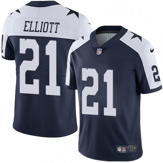 Youth Nike Dallas Cowboys 21 Ezekiel Elliott Navy Blue Throwback Alternate Vapor Untouchable Limited