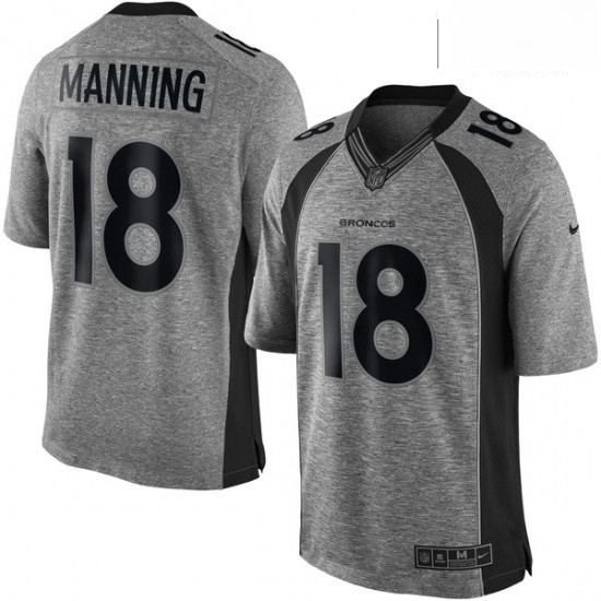Men Nike Denver Broncos 18 Peyton Manning Limited Gray Gridiron 