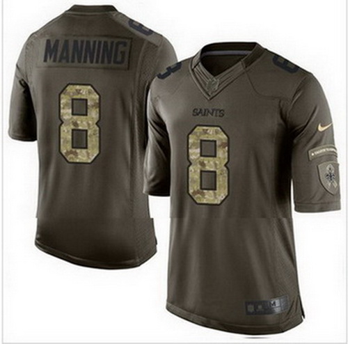 Nike New Orleans Saints #8 Archie Manning Green Mens Stitched NFL Limited Salute to Service Jersey