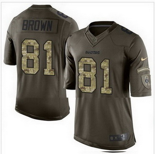 Nike Oakland Raiders #81 Tim Brown Green Mens Stitched NFL Limited Salute to Service Jersey