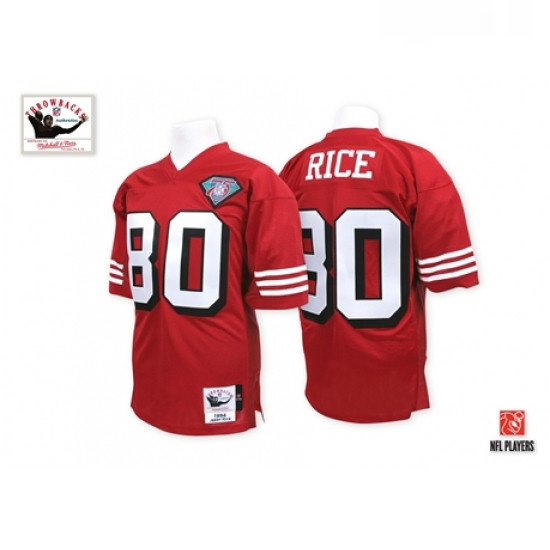 Mitchell And Ness San Francisco 49ers 80 Jerry Rice Authentic Red Team Color 75TH Patch 1994 Throwba