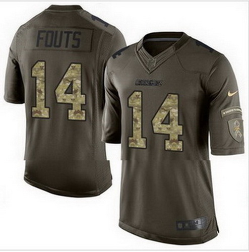 Nike San Diego Chargers #14 Dan Fouts Green Mens Stitched NFL Limited Salute to Service Jersey