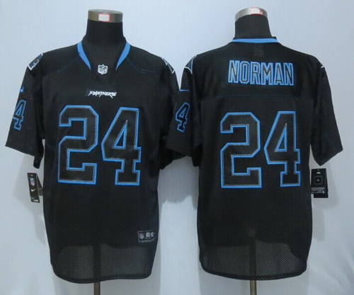 New Nike Carolina Panthers #24 Josh Norman Lights Out Black Elite Jerseys