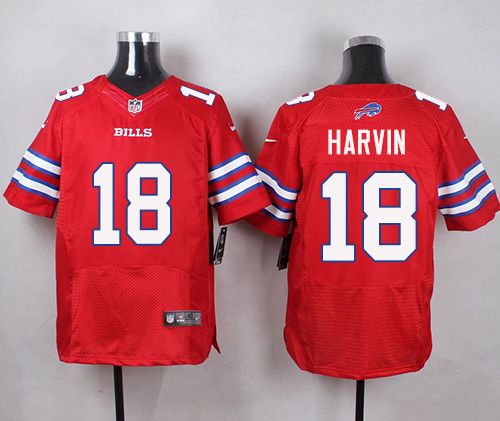 Nike Bills #18 Percy Harvin Red Mens Stitched NFL Elite Rush Jersey