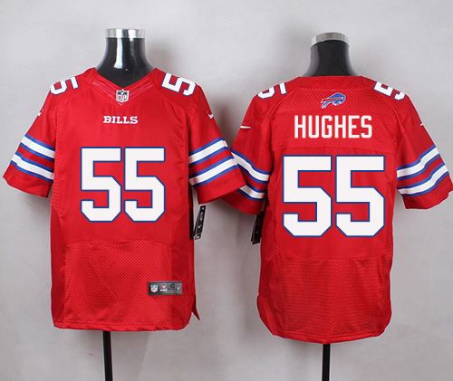 Nike Bills #55 Jerry Hughes Red Mens Stitched NFL Elite Rush Jersey
