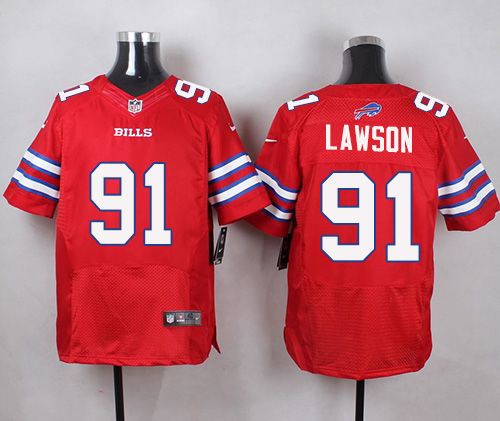 Nike Bills #91 Manny Lawson Red Mens Stitched NFL Elite Rush Jersey