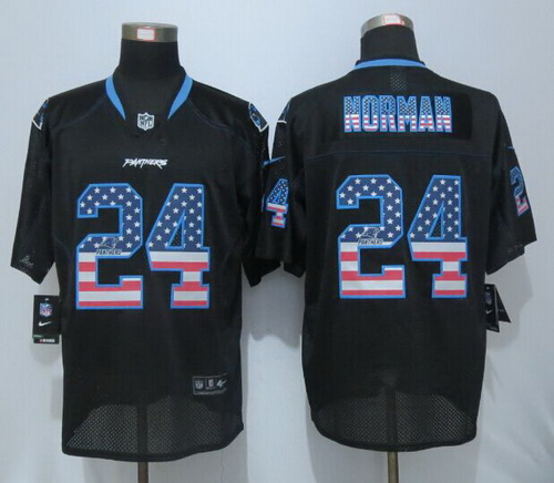 Nike Carolina Panthers #24 Josh Norman USA Flag Fashion Black Elite Jerseys