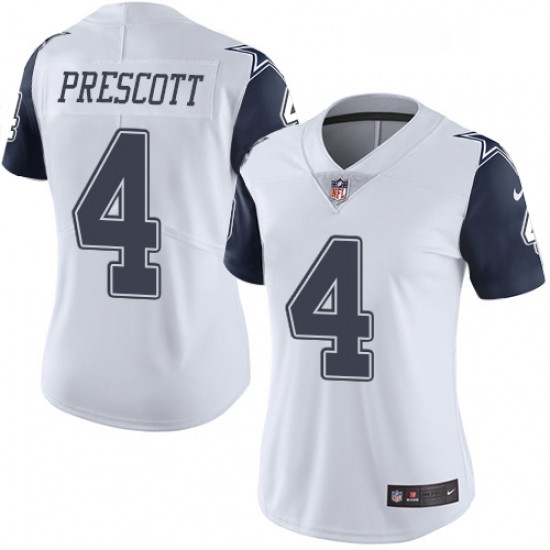 Womens Nike Dallas Cowboys 4 Dak Prescott Limited White Rush Vap