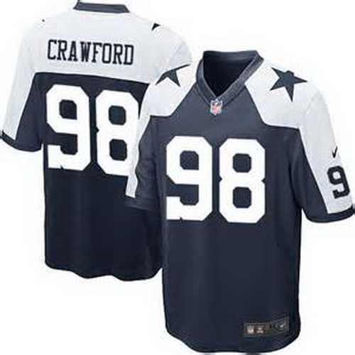 Nike Dallas Cowboys #98 Tyrone Crawford Navy Blue Thanksgiving Throwback Mens Stitched NFL Elite Jer